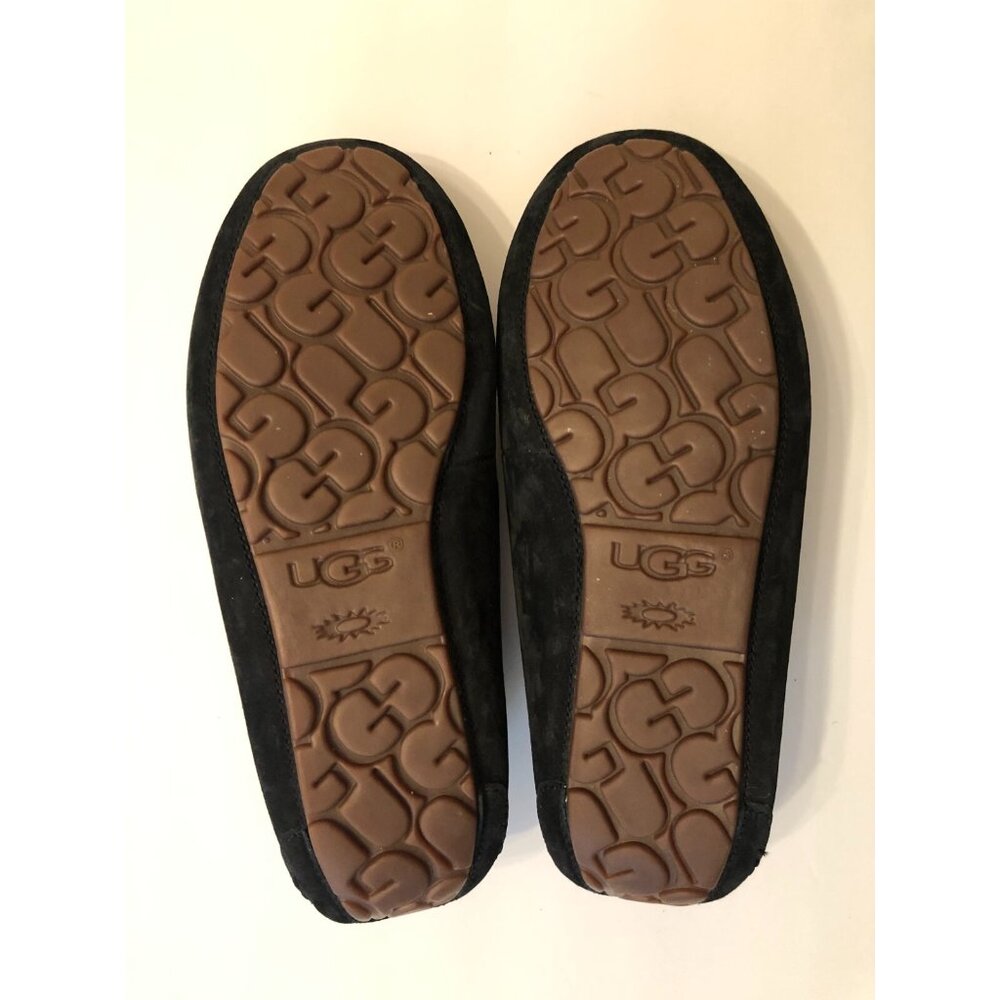UGG women's black suede shearling moccasin slippers 5612 size: 8 - Picture 5 of 7